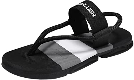 vejtmcc Men's Leather Sandals Strappy Sandals Gladiator Summer Outdoor Shoes Comfortable Adjustable Ankle Strap Flat Slip On Sandals for Men Leather Sandals Slingback Toe Separator, Black (black 1),