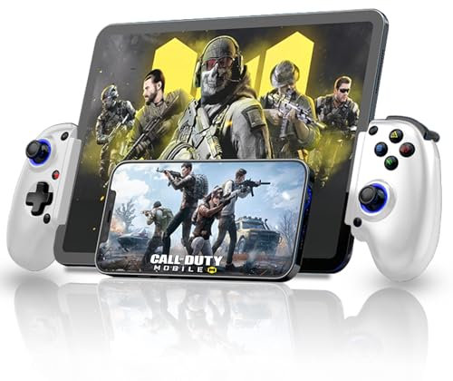 Joso D10 Phone Game Controller For iPhone/Android/Pc/Switch With Hall Effect Joysticks/Hall Trigger Play COD, Genshin Impact Android Game Controller Support Cloud Gaming/PS Remote Play White