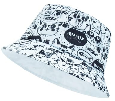 Lunukopi Cat Fischerhüte Bucket Hat Unisex Sonnenhüte Für Faltbar Fischerhut