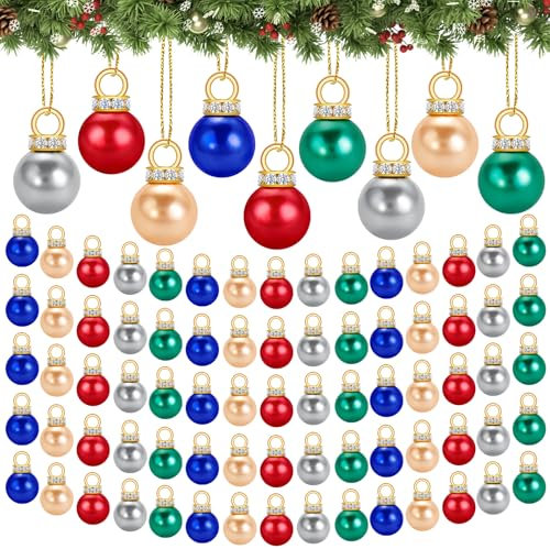 XIMISHOP 120PCS 16mm Christmas Mini Balls Ornaments,Colorful Miniature Xmas Balls Baubles Tiny Shatterproof Christmas Tree Hanging Balls Pendant for Xmas Tree Balls Decorations