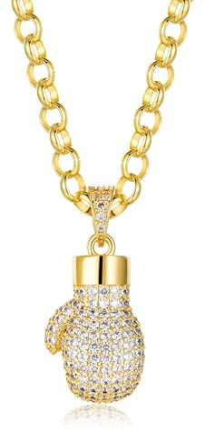 Bling King London Gold Boxing Glove Pendant, 7mm Thick 22 Inch Long Chain