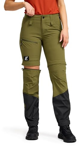 RevolutionRace Range Pro Stretch T Zip-Off Pants für Damen, Wandelbare Wanderhosen für Outdoor-Aktivitäten, Burnt Olive/Anthracite, M