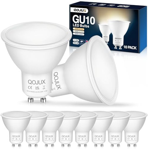 QOJUX Lampadine GU10 LED Bianco Neutro, 3.5W 593LM (equivalenti Alogene da 50W), Classe B Lampadina LED GU10 4000K Risparmio Energetico Lampada,120° Angolo del Fascio,Non Dimmerabile, 10 pezzi