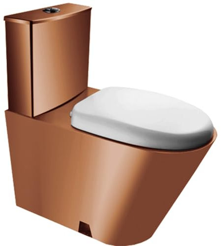 QUSYZD Toilettes en Acier Inoxydable 304, Toilettes commerciales avec réservoir d'eau, Toilettes à Double Chasse d'eau à Siphon Haute efficacité, siège de Toilette COM,A