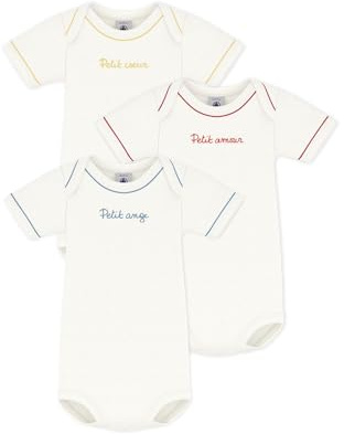 Petit Bateau Lot de bodies manches courtes en coton uni bébé