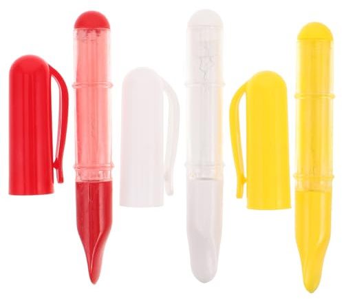 FOMIYES Lot De 3 Crayons À Craie pour La Couture Rechargeables Marqueur À Craie De Couture Lavable Crayon Marqueur De Tailleur avec Capuchon pour Quilting Patchwork Artisanat Blanc Roug