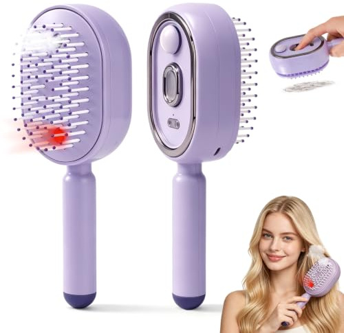 LTFIOON 3-in-1 Spazzola Districante Elettrica – Spray d'Acqua, Luce Rossa – Ricaricabile, Anti-Crespo – Per Capelli Asciutti, Bagnati, Ricci, Mossi e Lisci – Donna(Viola)