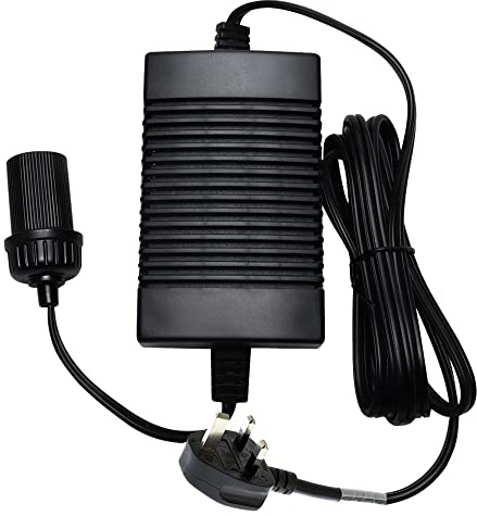 Koolatron Power Supply Converter AC/DC Travel Adapter 12V DC to 230V AC Car Plug Universal Socket Cigarette Lighter Portable for Car Fridge Coolers Mini Fridges Camping Compressor 6Ft Cord Black