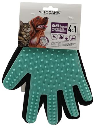 Vetocanis | Gant de Toilettage du Chien et du Chat | Action 4 en 1 - Brossage, Massage, Bain et Récupération des Poils | Gant Brosse Chat et Chien en Silicone Convient à Toutes Tailles de Pelage
