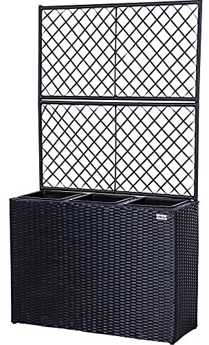 STILISTA® Blumentopf aus Polyrattan mit 2 Rankgittern und 3 herausnehmbaren Innentöpfen, in 4 unterschiedlichen Farben, schwarz