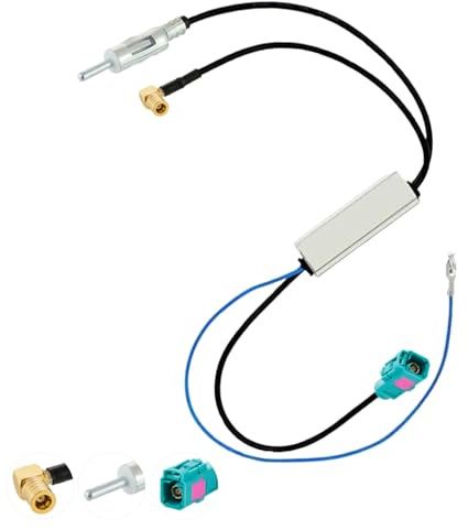 Vecys DAB FM Antennsplitter Bilantennförstärkare SMB Uttag till DIN Kontakt till Fakra Z Adapterkonverter Kompatibel med AM/FM/DAB + Bilradioantenn