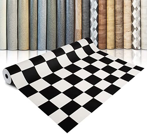 casa pura Vinyl Flooring Rolls by The Metre | Wood Effect, Tile Effect, Stone Effect PVC Flooring, Cushion Lino Floor Covering for Kitchen, Bathroom, Living Room (Damier 019D, 100 x 3000 cm)
