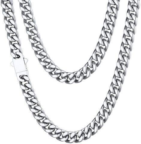 Cuban Link Choker for Women Hip Hop Jewelry Cuban Chain for Men Curb Chains Stainless Steel Necklace Chains Silver Chain Necklace