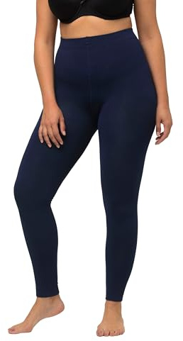 Ulla Popken Thermo-Strumpfleggings, Flauschiges Futter Collants, Bleu Nuit, 60-62 Femme
