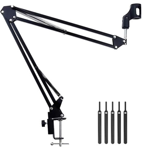 Marstey Microphone Stand, Boom Arm, Microphone Arm, Mic Boom Arm, Adjustable Scissor Mic Arm Stand with Desk Mount Clamp, with Velcro,For Blue Yeti HyperX QuadCast S SoloCast Snowball and other Mic