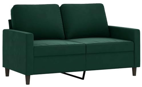 vidaXL Sofá de 2 Plazas, Sofá con Cojines Traseros, Sofá Tapizado de 2 Personas, Asiento Biplaza para Salón, Terciopelo Verde Oscuro