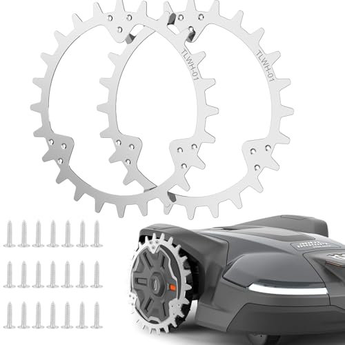 TRUSTLIONTEK Amélioration de la traction pour tondeuse robotique, pointes de dent de roue, compatible avec les robots tondeuses Husqvarna, taille de roue 252 mm.