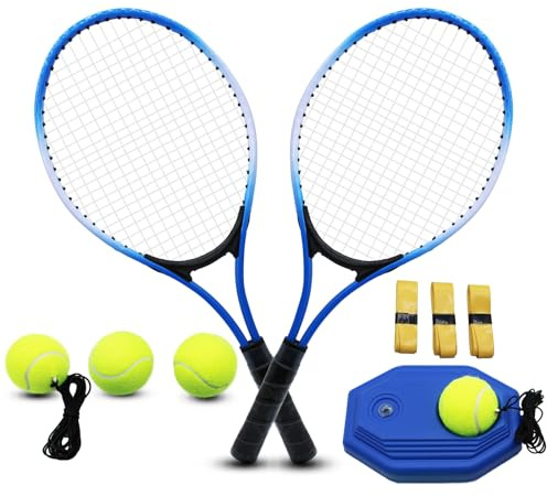ZHUOKECE 21 Tennis Rackets for Kids, 2 Players Junior/Youth Recreational Tennis Rackets Set for Beginners and Professional with 4 Tennis Balls, 3 Overgrips, 1 Tennis Bag (Blue)