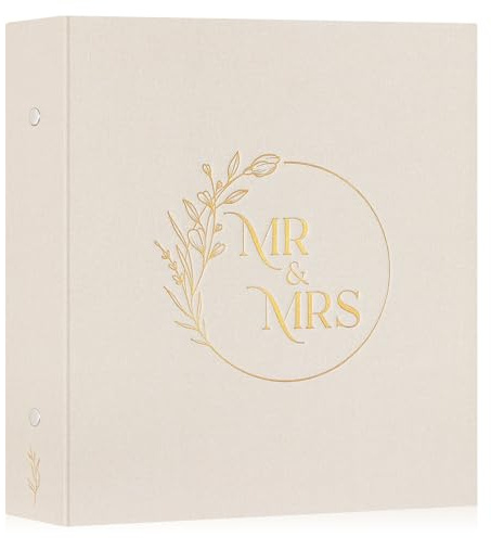 Lanpn Wedding Photo Album 4x6 600 Pockets, Large Capacity Newlywed Marriage Albums Linen Hardcover Slip in Holds 600 horizontal Vertical Photos (Beige)