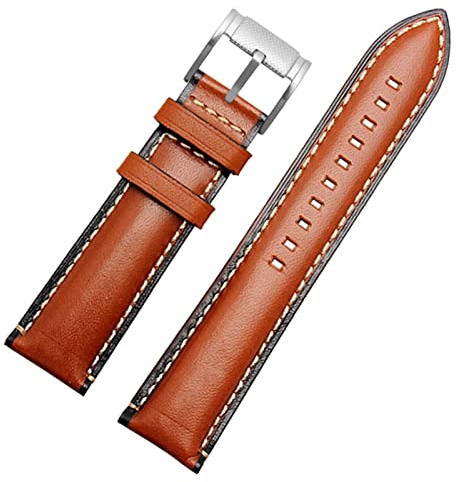 ILAZI Pour fossile BQ2363 / 2453 ME3099 3052 3054 FS5380 / 5453 FS4735 FS4812 Sangle de chape(Light brown silver,22mm)