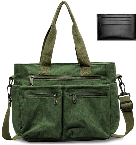 Hoseay Bolso Mujer Grande Bolso Bandolera Mujer de Pana Muchos Bolsillos | Bolso Universidad, Casual Bolso Shopper, Ligero Bolsos de Mujer, Tote Bag, Trabajo Escuela Compras Viaje Streetwear