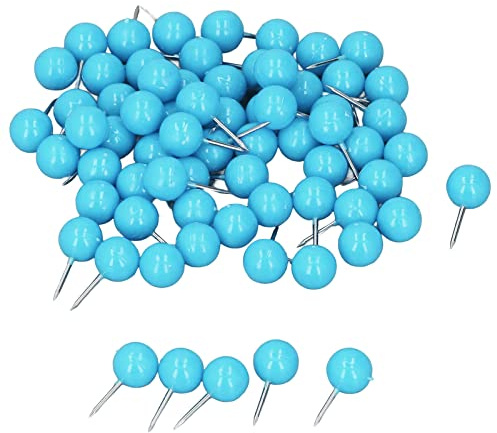 100st Push Pins Kartstift Stål Plast Dekorativa Märkningsstift för Korkbrädor 9,5X20Mm Kartstift Markeringsstift (Blå)