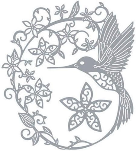 Silver Bird Metal Cutting Dies Flower Leaves Border Embossing Stencil Template for DIY Scrapbooking Card Making Photo Album Craft Decorative Die Cutting Embossing