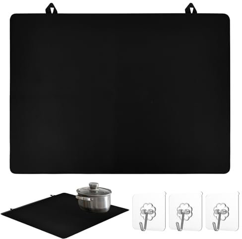 YYTECH Abdeckung Herdplatte 72.5x52cm, Silikonmatte Herd Abdeckplatte Ceranfeldabdeckung Flache Herdabdeckung, Einteilig Küche Abdeckplatte Herdabdeckplatte Abdeckung mit 3 Haken