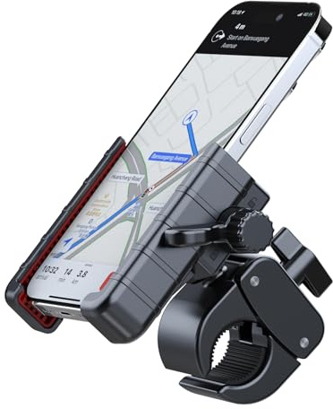 Enegg Bicycle Phone Holder Mount, Bike Motorcycle Handlebar Phone Mount Clamp ATV Scooter Phone Clip with One Hand Operation for iPhone Samsung 4.5-7 Smartphone, 360° Rotation & Camera Friendly