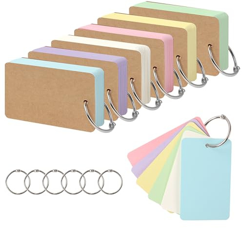 300 Hojas Tarjetas en Blanco Estudio con Lazos para Carpetas, 3.54*2.13 Flashcards Kraft, Fichas de Cartulina para El Hogar, La Escuela y La Oficina