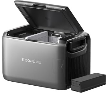 EF ECOFLOW GLACIER Classic 55L frigorifero congelatore portatile a 2 zone con batteria 298 Wh, raffreddamento autonomo 39 h, ricarica via CA, solare e auto per campeggio, viaggi, camper