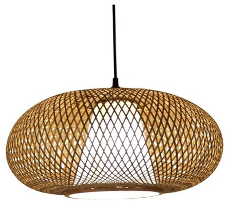 Restaurant Hollow Design Lampada a sospensione - Apparecchio di lampada a sospensione in stile cinese con cesto industriale di rattan, lampade a sospensione in bambù luci compatibili con soggiorno,