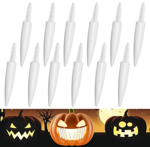 MAOSHYMS 12 Piezas Denti per Zucche di Halloween, Decorazioni Spaventose per Zucca, Denti Finti per Visi di Zucca, Accessori per Feste di Halloween e Carnevale (12)