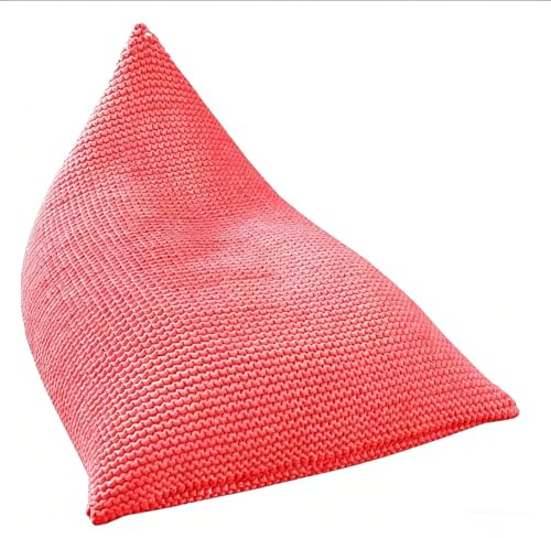 KBZSlyn Coprisedile for pouf in lana lavorata a maglia (senza imbottitura) comodo divano letto triangolare, pouf contenitore for seduta da pavimento, lavabile for salotto(Red)