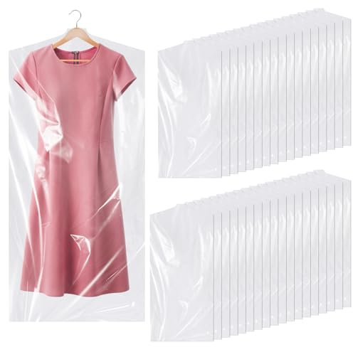35 Pack Plastic Clothes Covers, 60 * 120 cm Dry Cleaning Bags, Hanging Dust Proof Garment Bags for Shirt Suit Jacket Clothing Store and Dry Cleaner Essentials