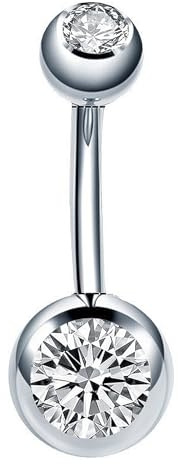 LeeQunQ Belly Button Bars, Belly Button Piercing Kit, Titanium Belly Bars, Belly Piercings, for Women, Girls (Silver)