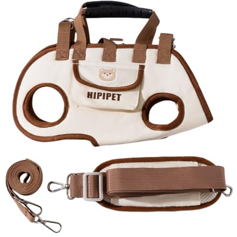 Nexuso Sac De Transport pour Animaux HIPIPET, Sac À Bandoulière Portable avec Laisse, Sac À Bandoulière, Adapté Aux Petits Chiens Et Chats De 1,8 À 8,2 Kg-Brown||S