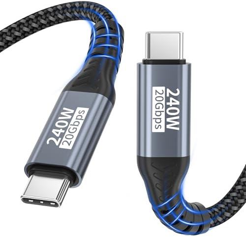 Câble de données USB-C,câble USB-C 2m,20 Gbit/s USB 3.2 Gen2×2 240W,charge - Câble vidéo 5K@60Hz 4K@144Hz - Câble de charge PD3.1 pour iPhone 17 Pro Max/Plus/Pro/iPhone 16/15/MacBook Pro/iPad Pro,PSSD