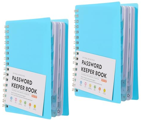 DIKACA Lot de 2 Carnets de Mots de Passe à Spirale A6 Couleur Bleu Ciel avec Onglets Alphabétiques, Carnet Compact pour Organiser Identifiants et Url de Sites Web, Cahier