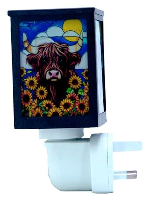 Cello Plug In Electric Wax Burner – Sunflower Highland Cow Design Oil Candle Warmer Aroma Lamp for Wax Melts Gift Home Fragrance Friendship Ornament Birthday Present Room Décor Multi-Use Functionality