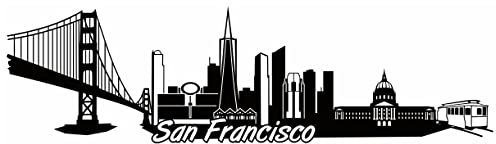 Samunshi® San Francisco Skyline Wandtattoo Sticker Aufkleber Wandaufkleber City Gedruckt San Francisco 120x35cm schwarz