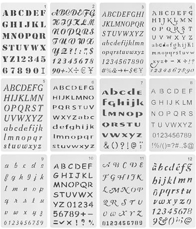 Mr. Pen Letter Stencils, 12 Pack, 4 x 7 Inch, Alphabet, Number & Symbol Stencils