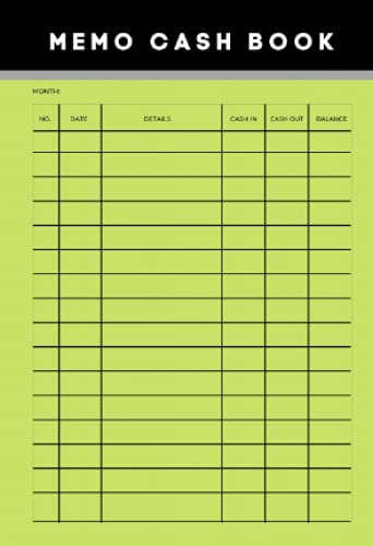 Memo Cash Book: Petty Cash Book. Simple Ledger. Journal for Small Business - A6 (Pocket Size), 72 Numbered Pages.