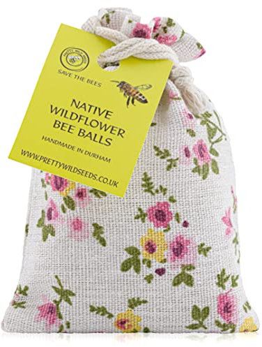 Native Wild Flower Bee Balls Seed Balls in Floral Sack Handmade with Clay & Seeds to Save The Bees