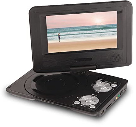 Zunate Tragbarer DVD-Player, 6,8-Zoll-HD-Bildschirm-DVD-Player, Unterstützung für 270-Grad-Schwenk-Mobile-DVD-Player, U-Disk/SD/MMC-Kassette, mit Fernbedienung, für Auto/Kinder/Zuhause(EU-schwarz)