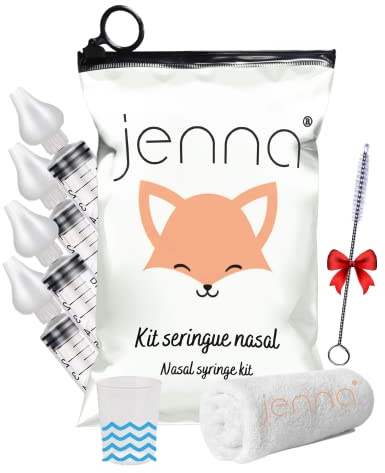 Jenna|Baby fluga kit sprutor 4 st 10 ml•Borste erbjuder•bomullshandduk•Mugg•Nasal bevattning sköljning sinus näshygien• Nässugspets silikon • Näsrengörare saltlösning