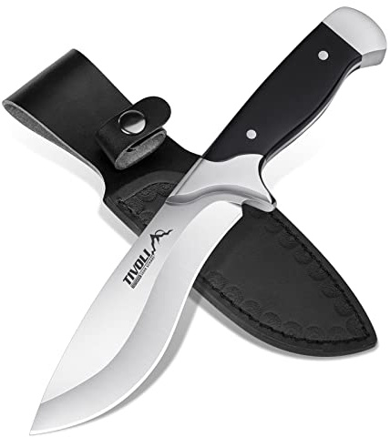 Tivoli Couteau de Chasse à Lame Fixe, de Survie Tranchant Avec Étui, de Camping Professionnel