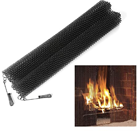 Pare Feu Cheminee, 2 Paquets Cheminée Écran Rideaux Suspension Remplacer L'écran Chaîne De Protection Contre Les Étincelles 2 Tirages, For La Famille Une Cheminée En Feu ( Couleur : Zwart , Taille : 2