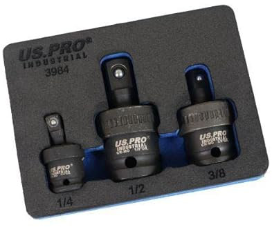 US PRO INDUSTRIAL Universal Joint Impact Socket Set 1/4 3/8 1/2 DR in EVA Foam Tray 3984