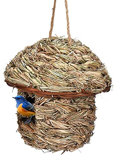 Casiler Straw Bird Nest Parrot Hatching Breeding Grass Cave Garden Grass Birds House Humming Bird Nest for Lawn Home